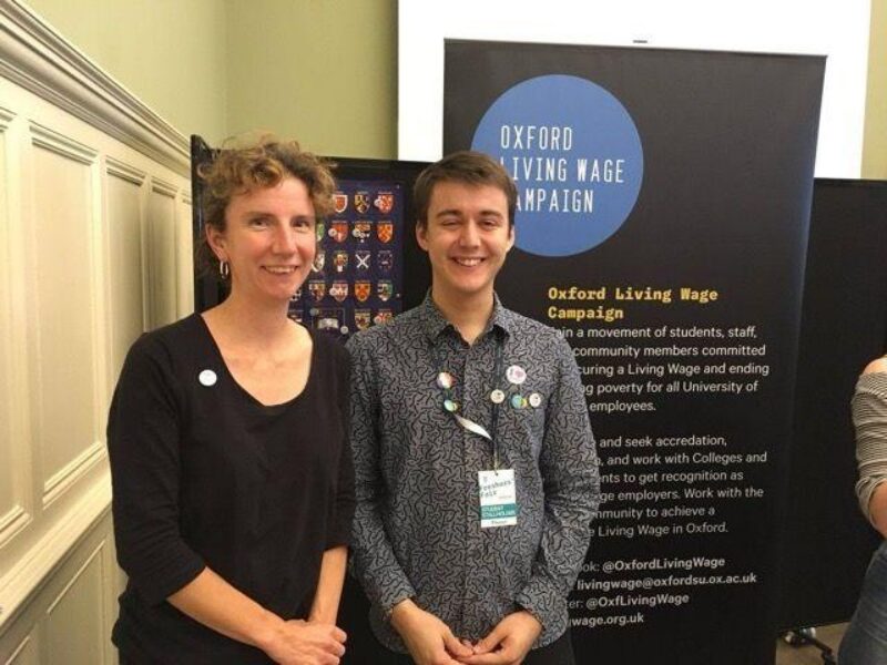 Anneliese Dodds MP campaigning for the Oxford Living Wage back in 2017. It was introduced the following year, and remains a free and voluntary scheme for employers to join. It is set at 95% of the London Living Wage.